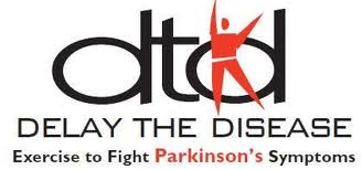 Logo of the Delay The Disease program, focused on exercise and wellness for Parkinson's disease management.