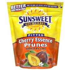 A bag of Sunset Gold Label prunes, emphasizing their health benefits and role in a balanced diet.